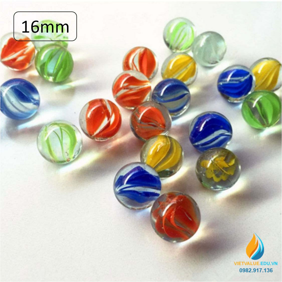 Viên bi thủy tinh đường kính 16mm, viên bi cho học sinh tiểu học thực hành ngoại khóa