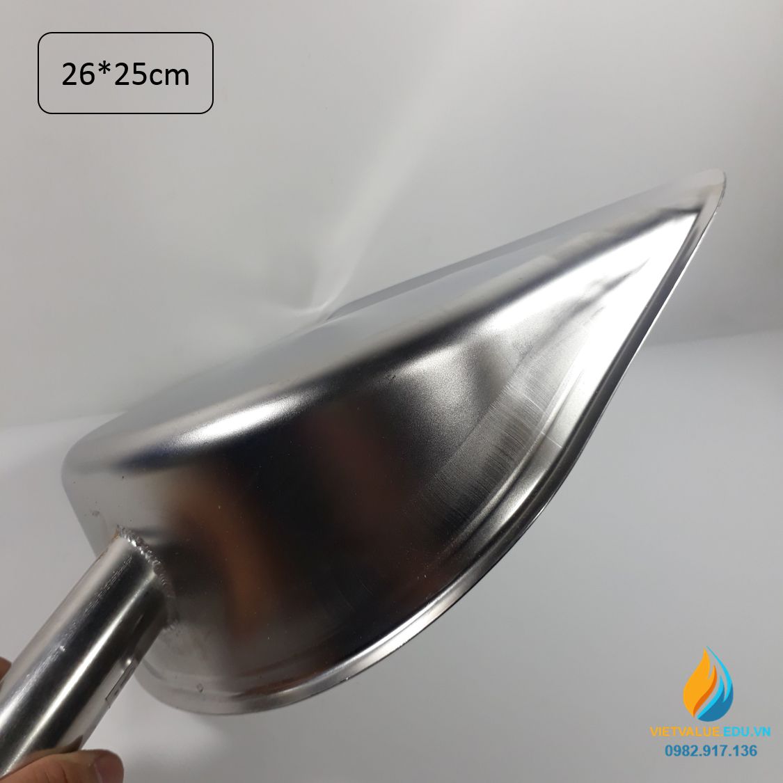 Xẻng inox vuông, xẻng xúc mẫu, kích thước 25cmx26cm cán dài 15cm, inox chất lượng cao