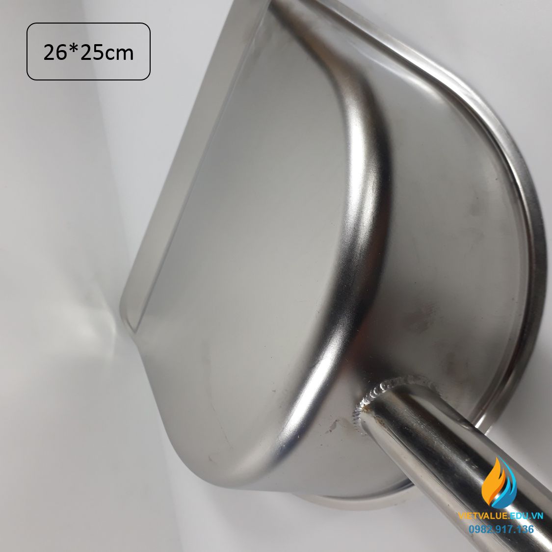 Xẻng inox vuông, xẻng xúc mẫu, kích thước 25cmx26cm cán dài 15cm, inox chất lượng cao