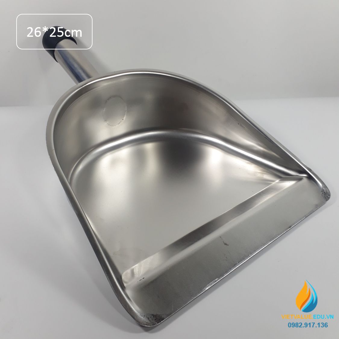 Xẻng inox vuông, xẻng xúc mẫu, kích thước 25cmx26cm cán dài 15cm, inox chất lượng cao