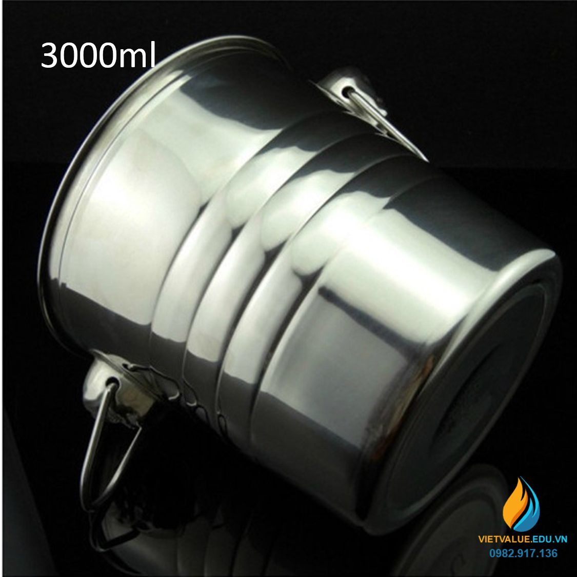 Xô inox dung tích 3000ml có quai xách, vật tư pha chế