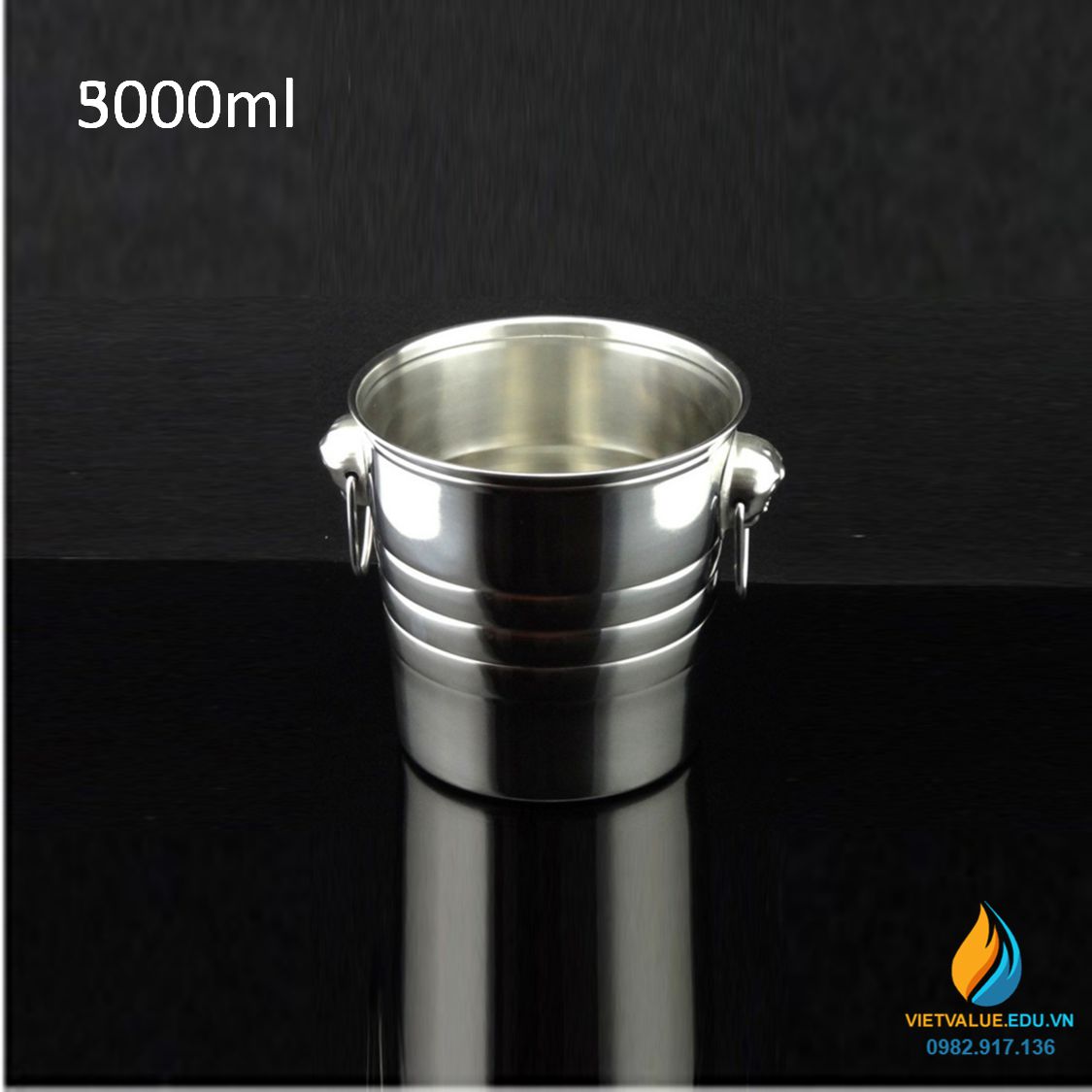 Xô inox dung tích 5000ml có quai xách, vật tư pha chế