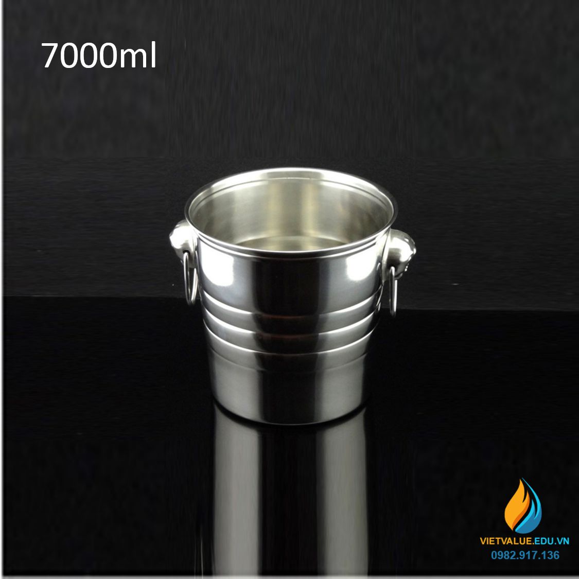 Xô inox dung tích 7000ml có quai xách, vật tư pha chế