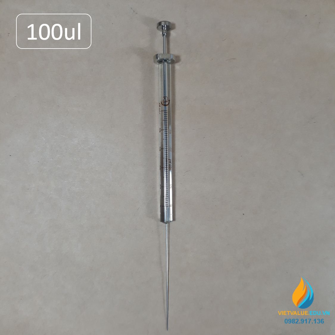 Bơm tiêm xy lanh thủy tinh siêu nhỏ dung tích bơm 100ul pha khí vạch chia