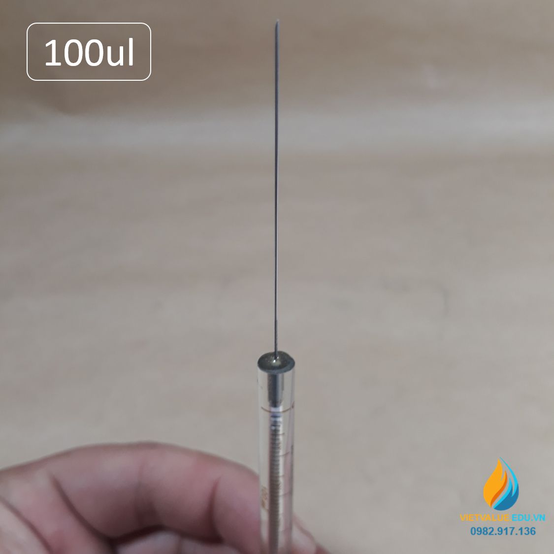 Bơm tiêm xy lanh thủy tinh siêu nhỏ dung tích bơm 100ul pha khí vạch chia