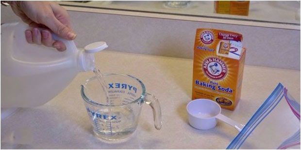 thông tắc cống bằng cách ử dụng baking soda với dấm 