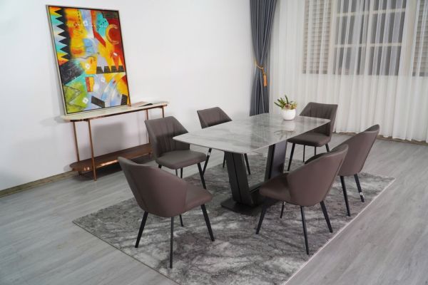 Bàn ăn mặt đá sang trọng cho phòng ăn hiện đại tại Nội thất Mê Linh