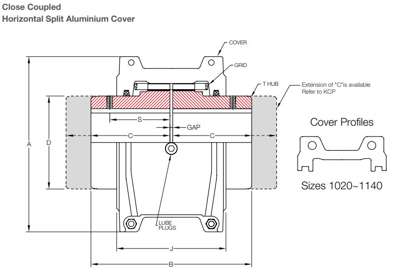 bản vẽ khớp nối trục lò xo KCP T10 grid coupling T10
