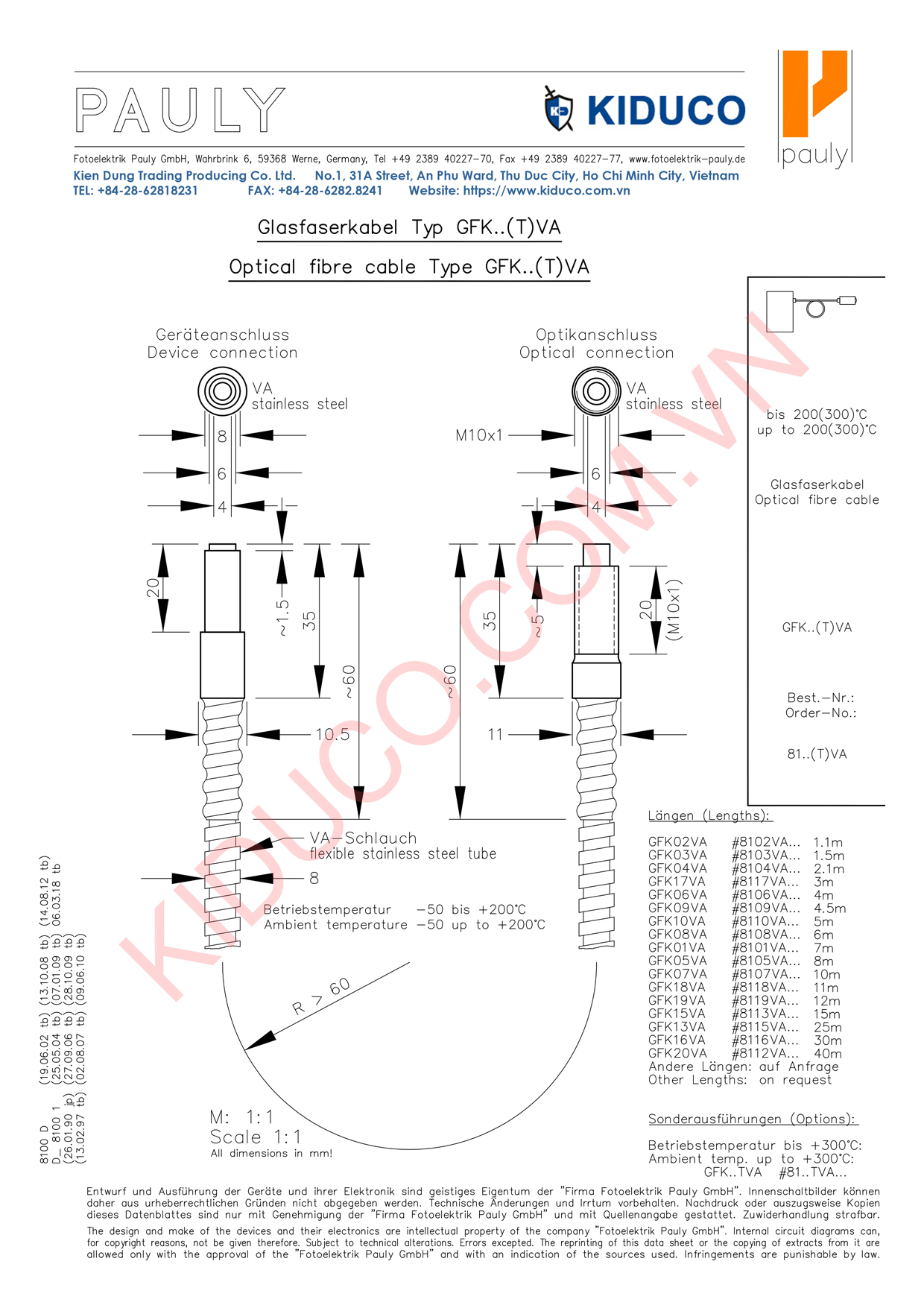 Pauly Optical Fibre Cable Type GFKxy (810x) Data Sheet