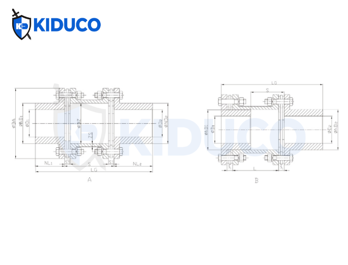 JMON: Dạng có khớp nối trung gian có thể tháo rời tự do theo phương hướng kính