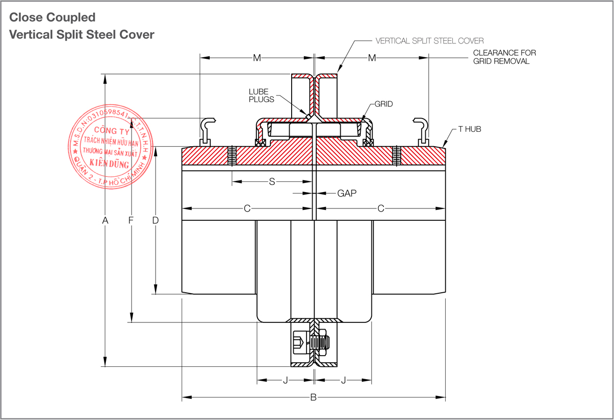 Bảng thông số kỹ thuật khớp nối lưới KCP Taper Grid Couplings T20 Type