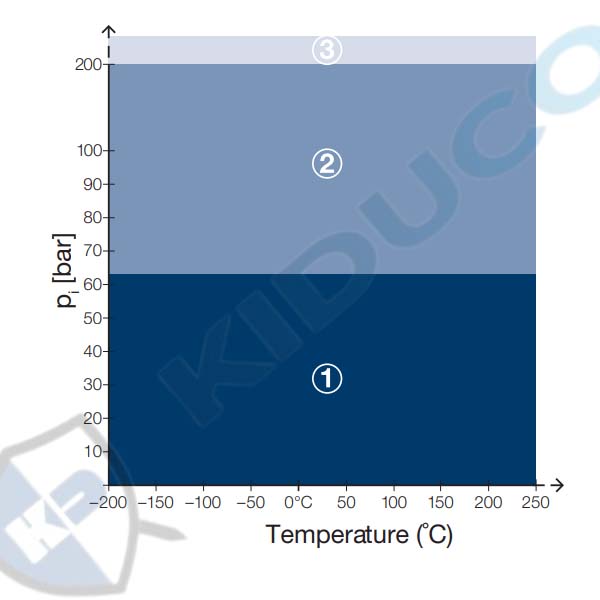 Đồ thị P - T (áp suất - nhiệt độ) của miếng gioăng Top-chem 2000