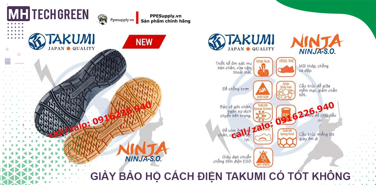Giày bảo hộ cách điện Takumi đã đạt được danh tiếng tích cực về chất lượng 