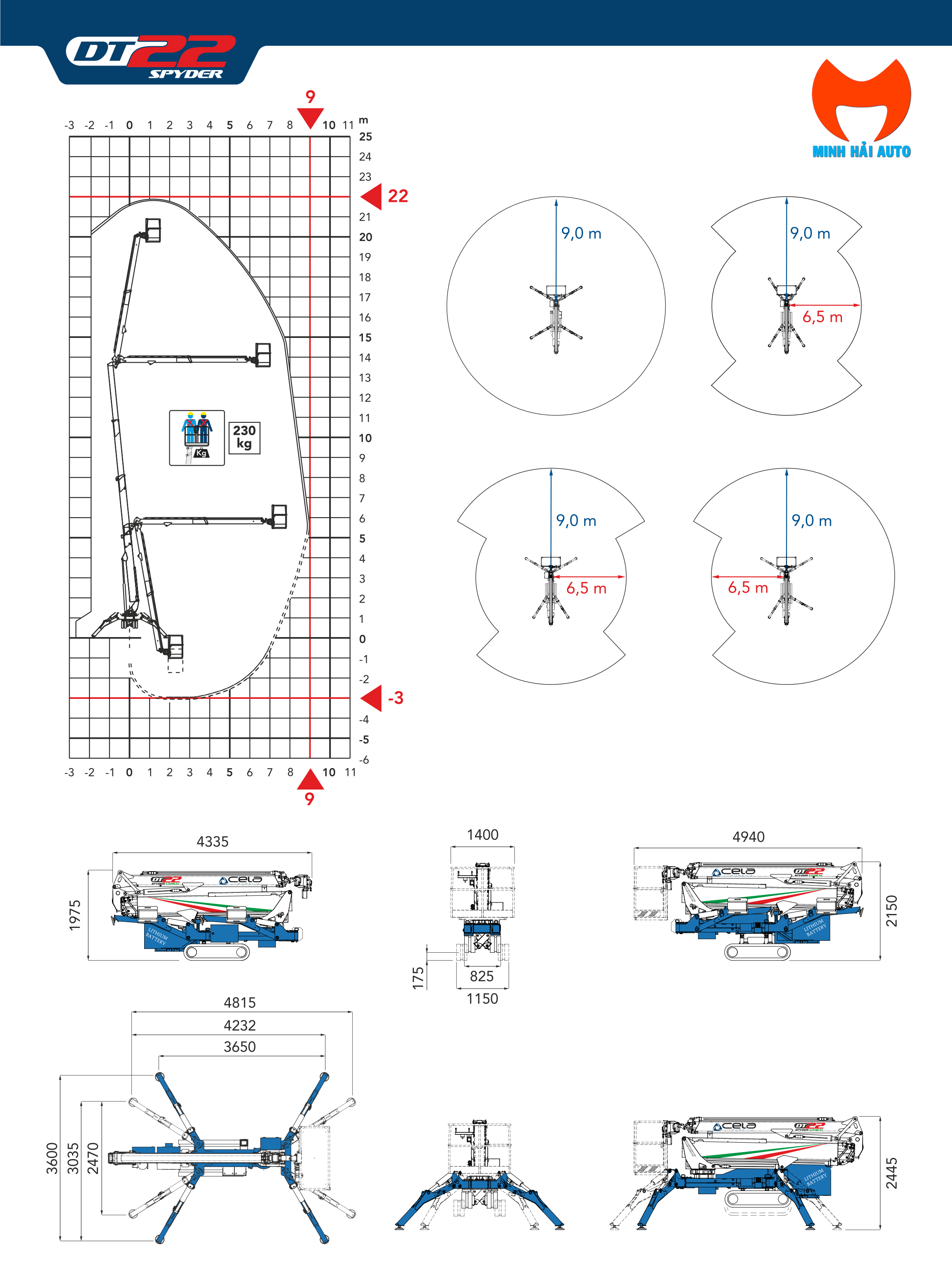 thông số xe nâng người chân nhện 22m CELA DT22