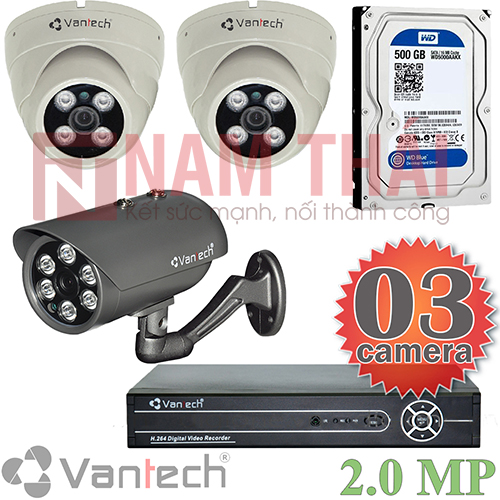Lắp đặt trọn bộ 3 camera giám sát 2.0M Vantech - nam thái