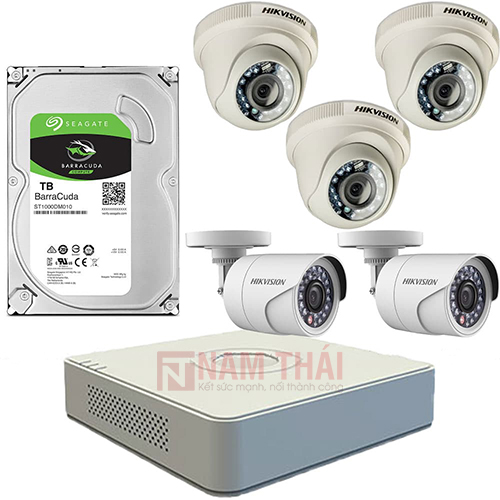 Lắp đặt trọn bộ 5 camera giám sát 1.0MP Hikvision - nam thái