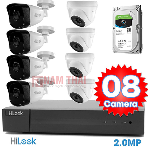 Lắp đặt trọn bộ 8 camera giám sát 2.0MP HiLook - nam thái