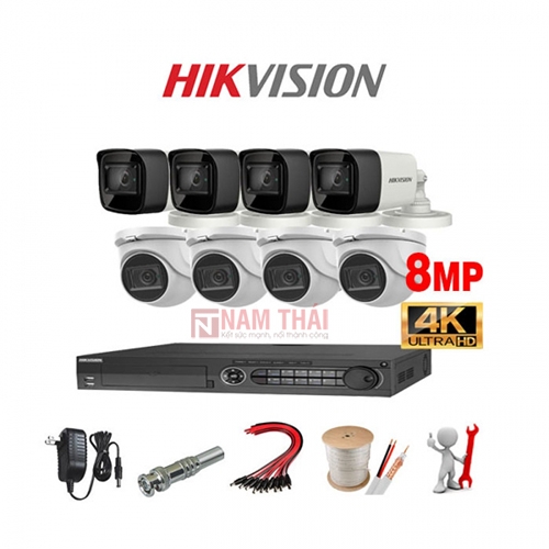 Lắp đặt trọn bộ 8 camera giám sát 8.0MP (4K) siêu nét Hikvision - nam thái