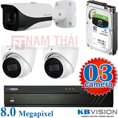 Lắp đặt trọn bộ 3 camera giám sát 8.0MP(4K) KBvision (Nghe được âm thanh) - nam thái