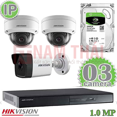 Lắp đặt trọn bộ 3 camera IP giám sát 1.0M Hikvision - nam thái