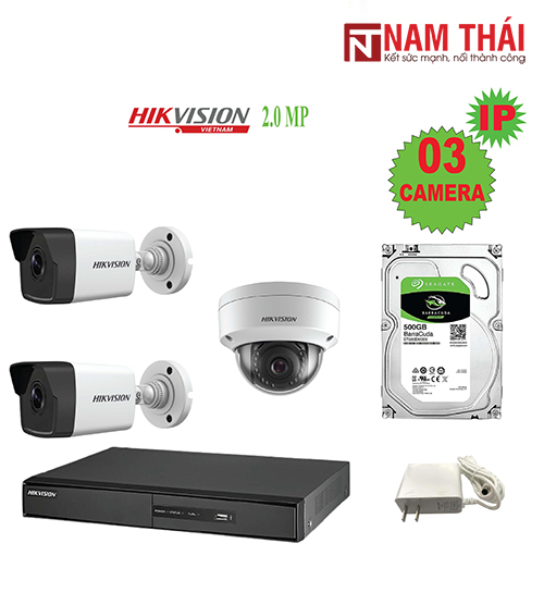 Lắp đặt trọn bộ 3 camera IP giám Sát 2.0M Hikvision - nam thái