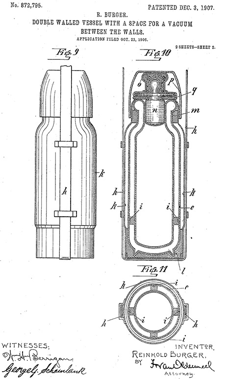 Hình: Bản thiết kế bình giữ nhiệt của Reinhold Burger năm 1907