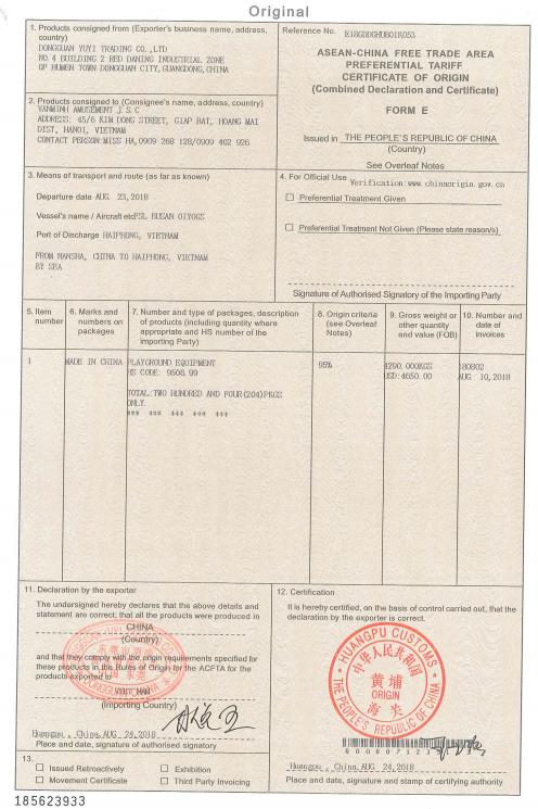 Chứng chỉ CO của sản phẩm