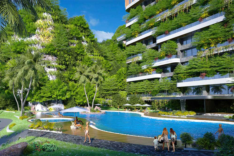 Hồ bơi tràn bờ Flamingo Cát Bà Hồ bơi tràn bờ Flamingo Cát Bà