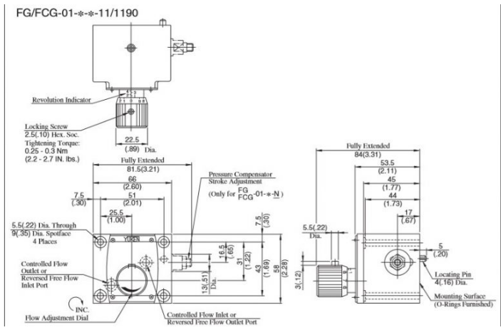 Kích thước lắp đặt van FG-01-4-11 Yuci Yuken