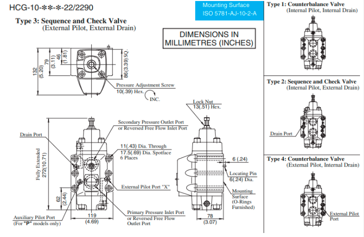 Kích thước lắp đặt van Yuci Yuken HCG-10-B2-22