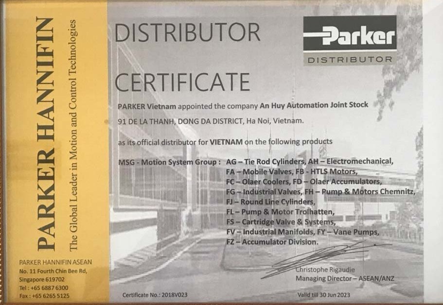Chứng nhận Parker