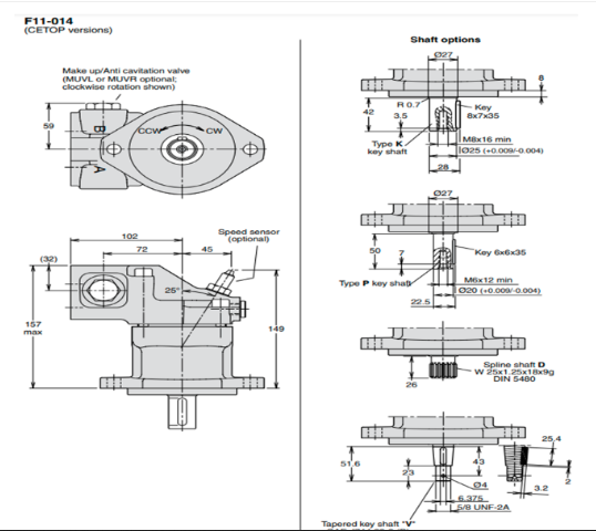 kich-thuoc-lap-dat- motor-thuy lực piston Parker F11-014-QB-CV-K-000-0000-P0