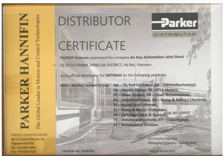 Chứng nhận Parker