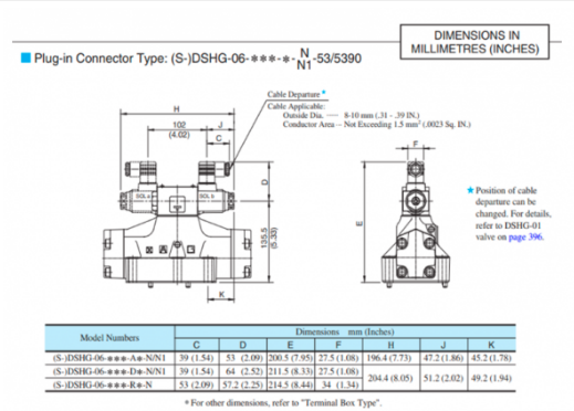 Kích thước lắp đặt van điều khiển Yuci Yuken DSHG-06-3C60-220/D24