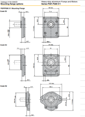 Kích thước lắp đặt motor thủy lực PGM511A230CL6H2HE3RDATG4*3349211141 Parker