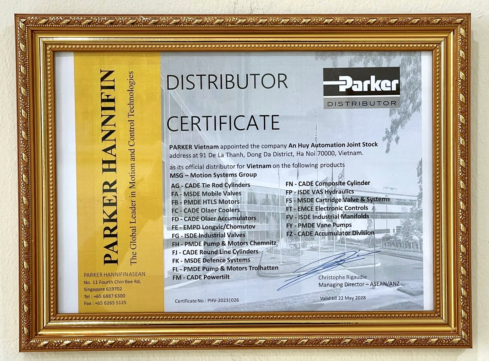 Giấy chứng nhận Parker