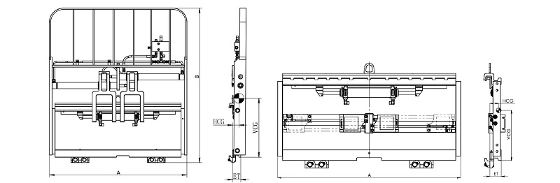 Bản vẽ bộ dịch càng Positioner lắp cho xe nâng hàng
