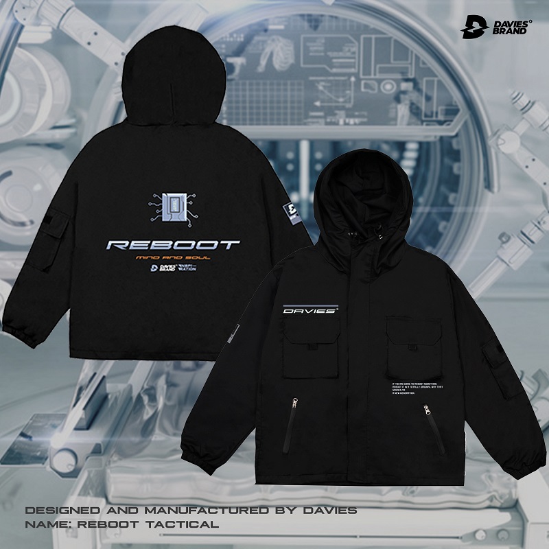 Áo khoác dù màu đen streetwear