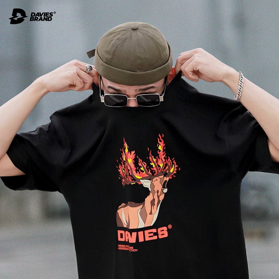 áo thun tay lỡ màu đen nam local brand