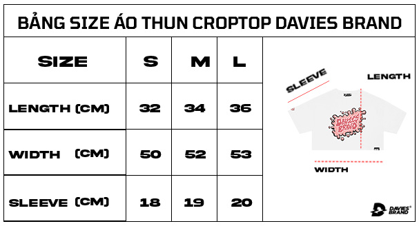 bảng size áo croptop local brand white