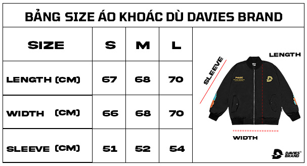 bầng size áo khoác bomber dù local brand