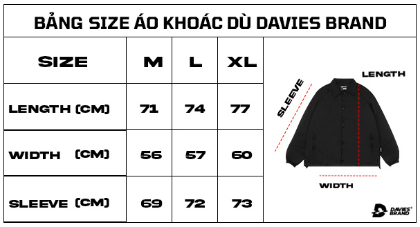 bảng size áo khoác local brand no more