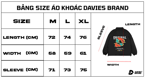 bảng size áo khoác local brand sharpen