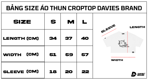 bảng size áo thun croptop