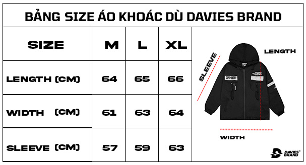 bảng size áo khoác local brand warrior