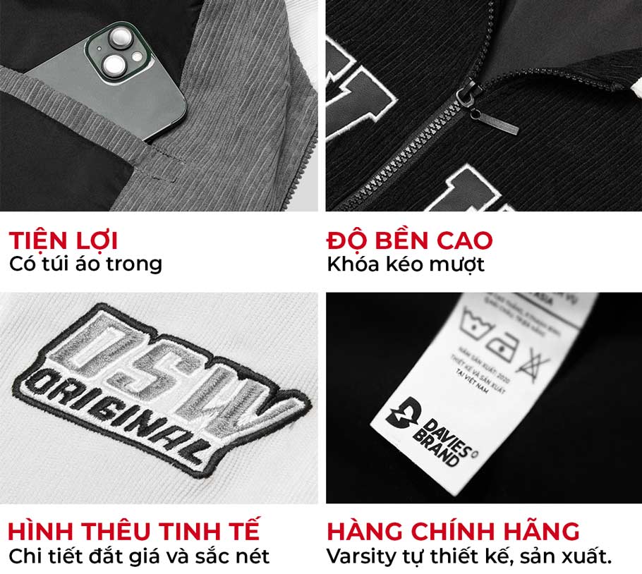 varsity jacket local brand đẹp nhung tăm