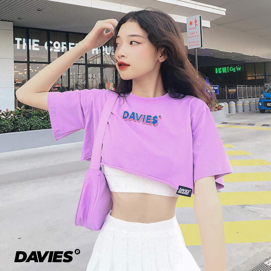áo croptop rộng tay lỡ màu tím