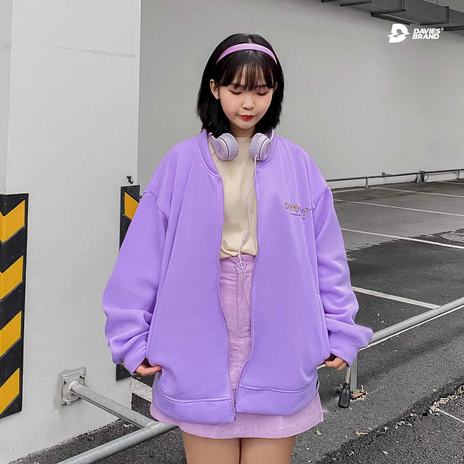 áo khoác hoodie màu tím nữ local brand