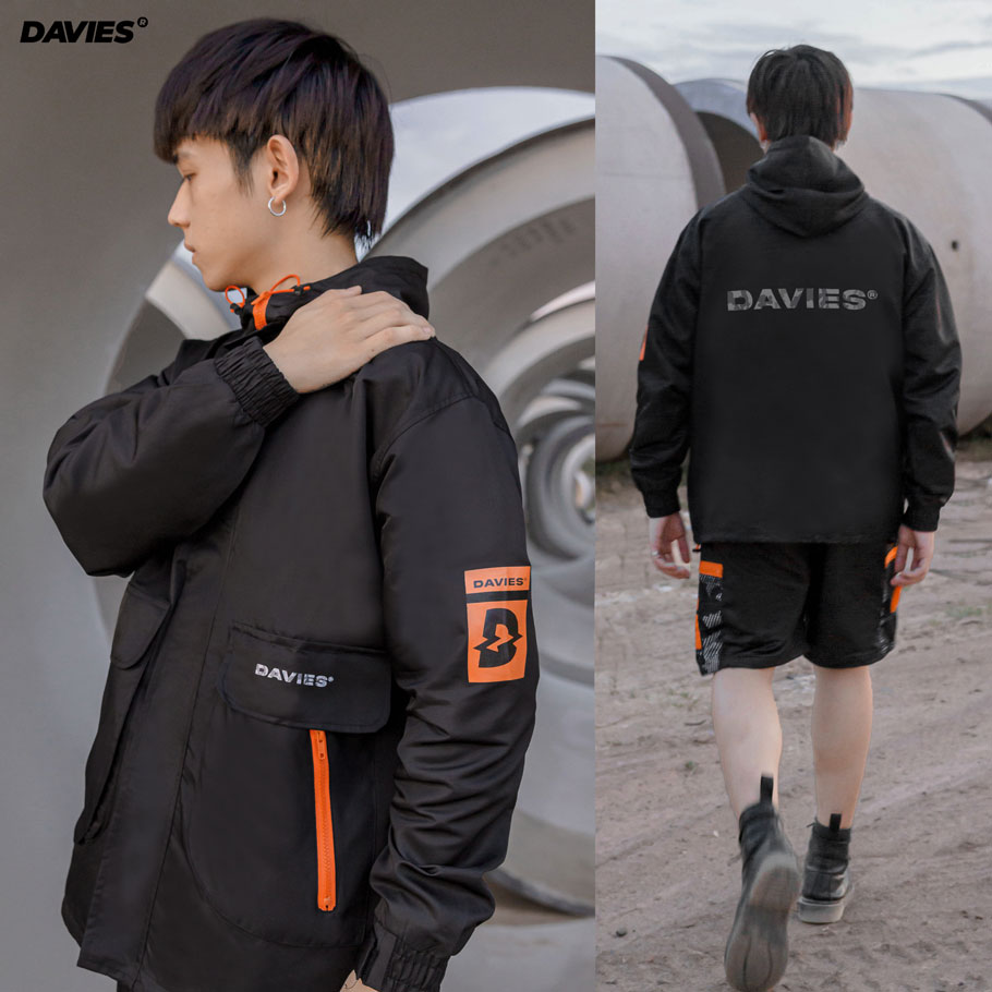 áo khoác nam có mũ màu đen local brand Davies