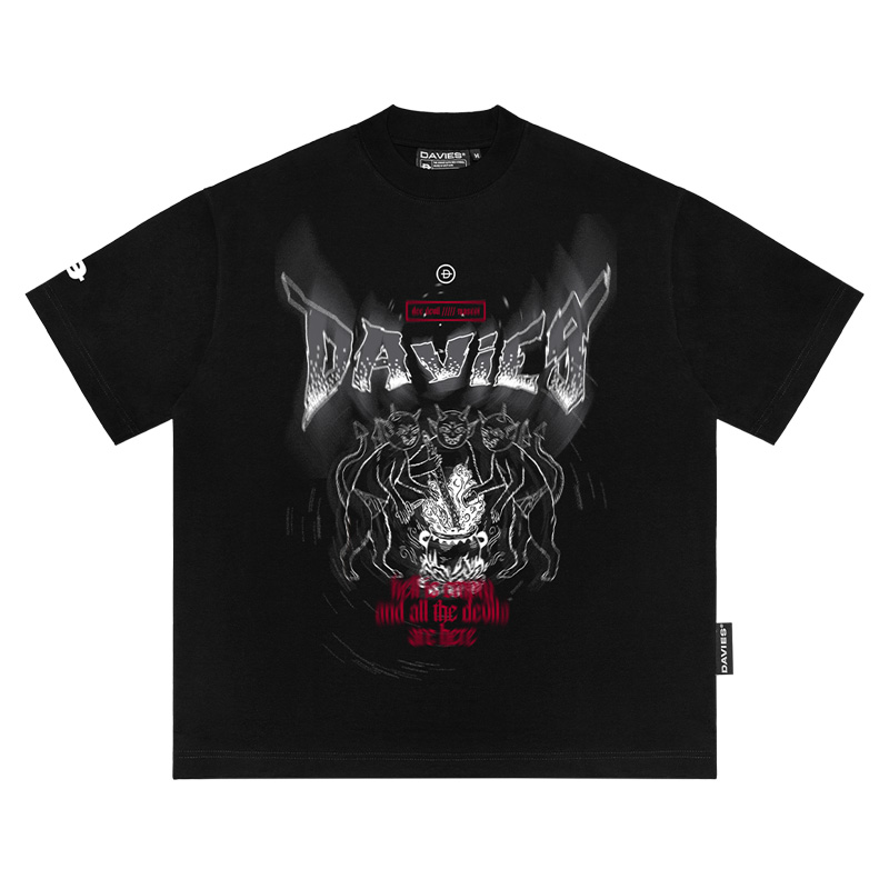 Áo thun local brand đẹp form rộng tay lỡ màu đen Tee Hell